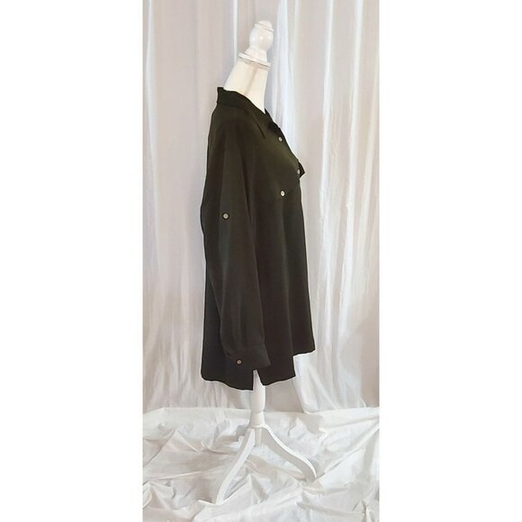 Lauren Ralph Lauren Thick Silk Button Up Shirt Size 3XL Forest Green Outdoors - Picture 4 of 14